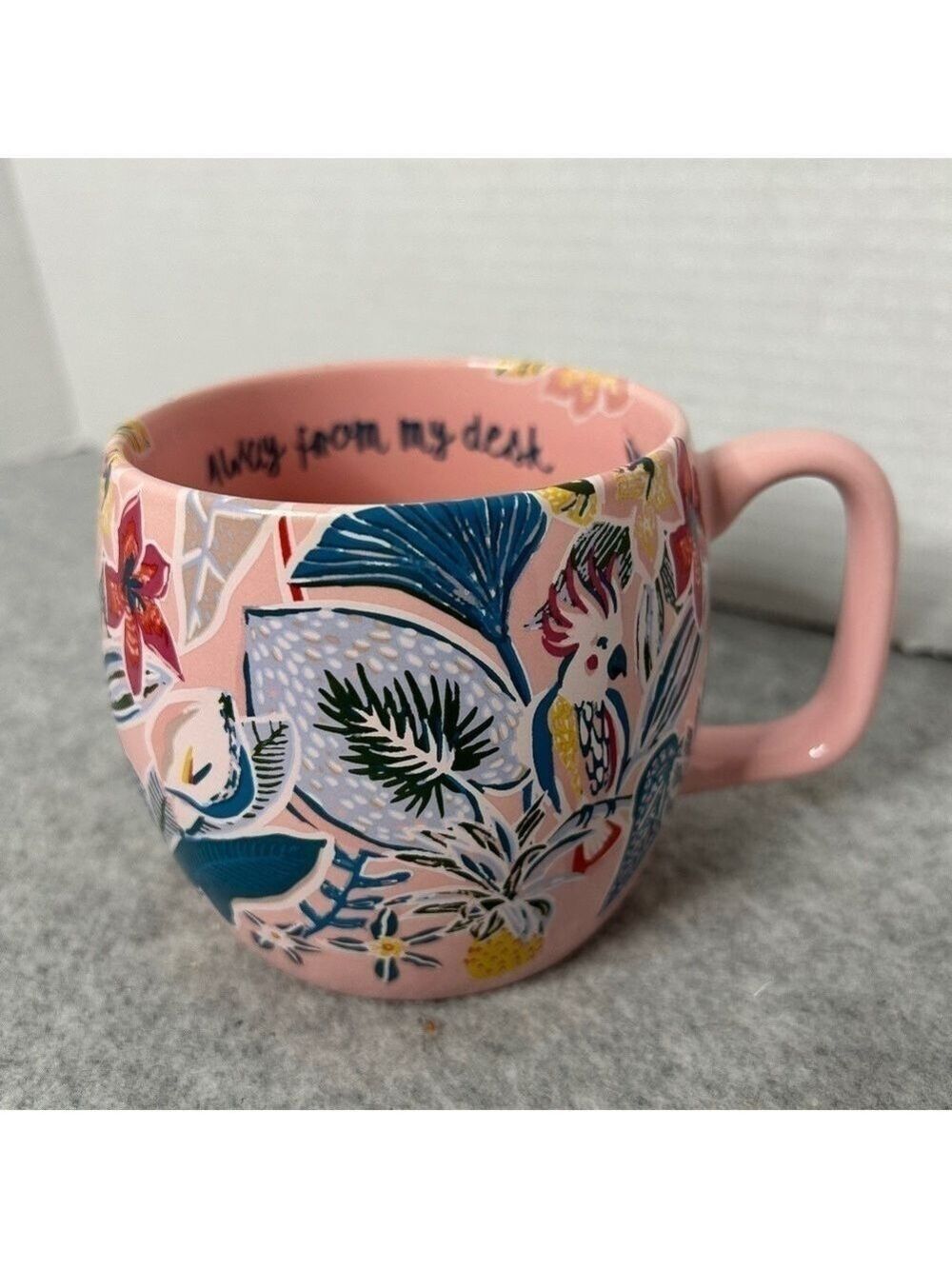 Opalhouse Pink Floral Mug Always From My Desk 5x4” Holds 10oz